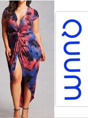 QUUM Knotted Tie-Dye Maxi Dress